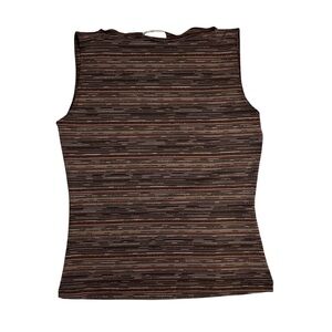 Vol. 1 Brown Metallic Stripe Tank Top Size Large Small Metallic Stripes Vintage